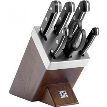 ZWILLING Bloque de cuchillos auto-afilables de 7 piezas, Bloque de madera, Cuchillos y tijeras con mango especial de acero inoxidable/plástico, Gourmet