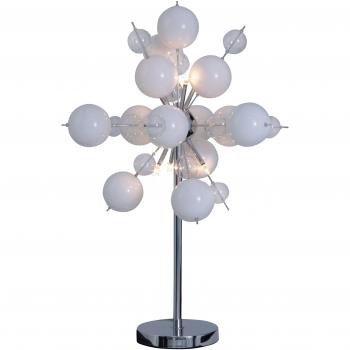 Lámpara de mesa halógena original Explosion en blanco/cromo