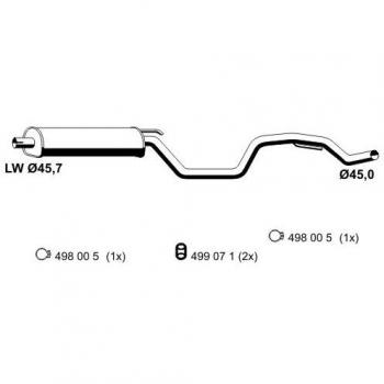 Silenciador Intermedio ERNST 043113 para OPEL