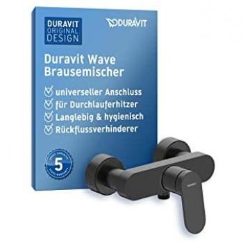 Mezclador de ducha mecánico Wave negro mate - Duravit, salida 78 mm, roseta Ø 6,6 cm