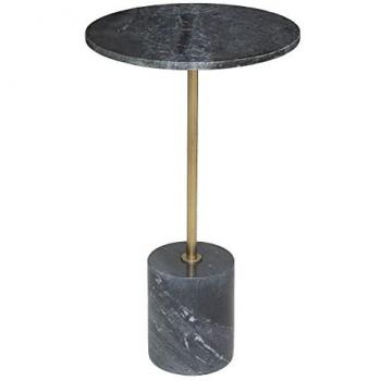 Mesa auxiliar Ilian de mármol y metal gris, Ø35x61cm