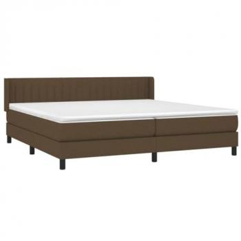 Cama Box Spring con Colchón de Tela Marrón Oscuro 200x200 cm