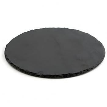 Bandeja de Cerámica Efecto Pizarra Redonda Negra 25 Cm (12 Unidades)