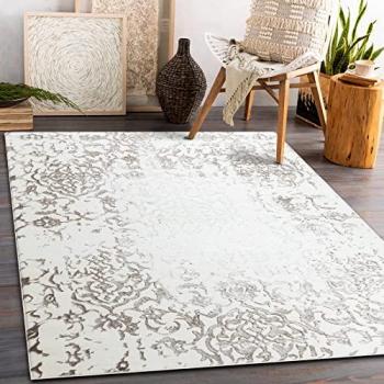 Alfombra Estructural Vintage Core 247A - Dos Niveles de Vellón, Crema/Marrón, 180x270 cm