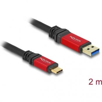 Cable USB 3.2 Gen 2 de 2 m, tipo A a tipo C, 10 Gbps, color rojo y metalizado