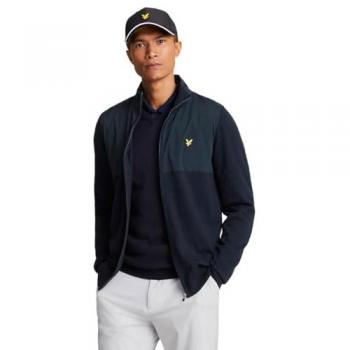Lyle & Scott Men's Dark Navy Golf Full Zip Overlay Knit Jacket - Size Small