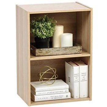Movian, Mueble de madera con estantes / librería / mueble auxiliar / estantes de almacenamiento básicos, Modular, Diseño, Oficina, Casa - Basic Storage Shelf - CX-2 - Marrón claro
