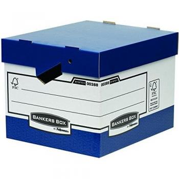Contenedor de Archivos Bankers Box Ergo Heavy Duty con Asas Ergonómicas, Montaje Automático, Pack de 10, 33,5x28,2x40,4 cm, Azul y Blanco