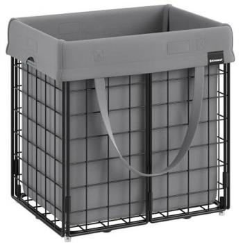 Cesto de ropa sucia plegable 50 litros con bolsa extraíble y lavable, marco de alambre metálico, ideal para baño, dormitorio y lavandería, disponible en blanco, gris o negro