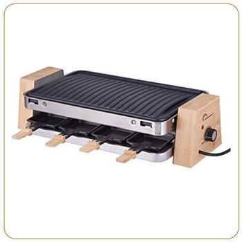 Parrilla Raclette 8 Personas 1500W Elegante de Madera/Inoxidable - Little Balance 8388