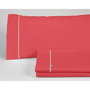 Juego de Sábanas Estelia Alexandra House Living Rojo Cama de 180 4 Piezas - 50% algodón / 50% poliéster - 144 Hilos