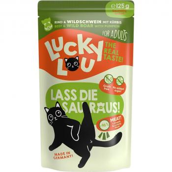 Lucky Lou Adult 16 x 125 g - Carne de vacuno y jabalí