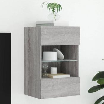 Mueble de TV de pared con luces LED 40x30x60,5 cm en color gris Sonoma