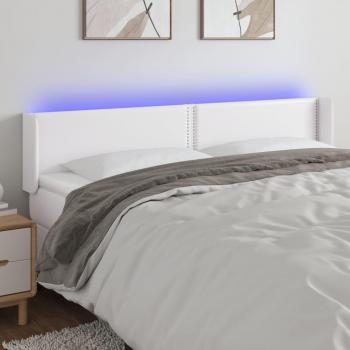 Cabecero LED Blanco 163x16x78/88 cm en Cuero Sintético