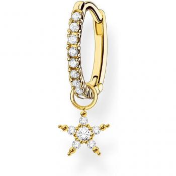 Thomas Sabo Gold-Plated Star Charm Single Hoop Earring with Synthetic Zirconia - CR707-414-14