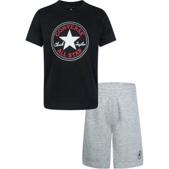Conjunto Deportivo Converse Core Tee & FT Short Dk Grey/Black para Niños 5-6 Años
