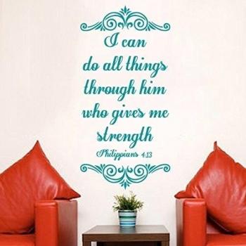 I Can Do all things through Him Who gives me Strength inspirativ pared adhesivo diseño ierung Decir Decoración, vinilo, custom, 45hx22w