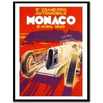 Grand Prix de Mónaco 1930 Racing impresión negro enmarcado - 41 x 31 cms