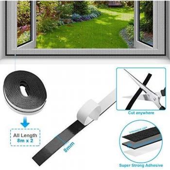 Cinkee Pack de 2 Mosquiteras de Ventanas Ajustable para Bloquear Mosquitos, Cortina de Malla Antiinsectos para Sala de Estar, Dormitorio, Patio, Balcón, Fácil Instalación