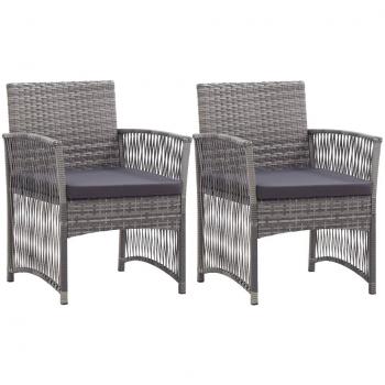 Anthracite Poly Rattan Garden Armchairs with Cushions - 2 pcs