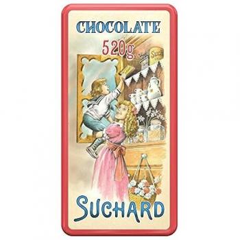 Suchard - Lata Metálica de Diseño Vintage con 2 Tabletas de Turrón de Chocolate con Arroz Inflado, Diseño y Color Aleatorio - 520 g