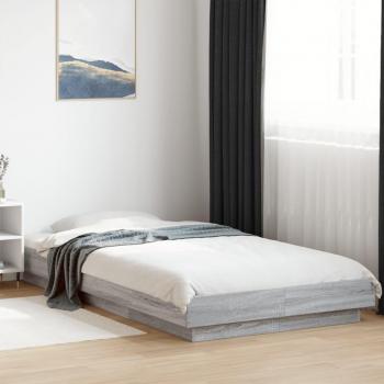 Cama con luces LED Sonoma gris 90x200cm de madera multicapa