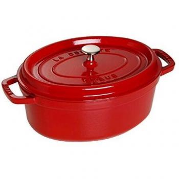 Staub 27 cm Oval Cherry Cocotte, Enamel Cast Iron Dutch Oven