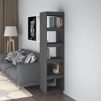 Estantería divisora de espacios de madera de pino 40x35x167 cm en colores natural, blanco y gris - Mueble de almacenaje para oficina, estudio, sala de estar y dormitorio