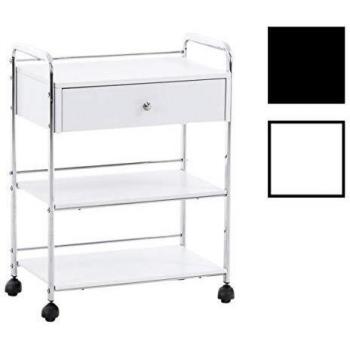 Carrito de Servicio PL912 Blanco de 3 Niveles con Ruedas y Cajón para Uso Multifuncional