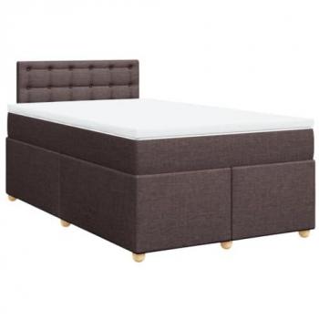 Cama box spring con colchón de tela marrón oscuro 120x200 cm