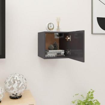 vidaXL Mueble de salón y TV gris con brillo, dimensiones 30,5x30x30 cm, diseño moderno para sala de estar, ideal como mueble televisor o mesa de TV