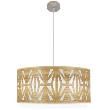 Colgante Katerina 3 luces Niquel y Madera Clara 60x60 cm