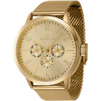 Reloj de pulsera Invicta Specialty 47122 para Hombre Cuarzo 44mm correa color Oro amarillo Dial Latón Oro amarillo