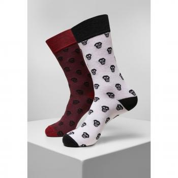 Urban Classics Unisex Skull Allover 2-Pack Socks (Burgundy/White)