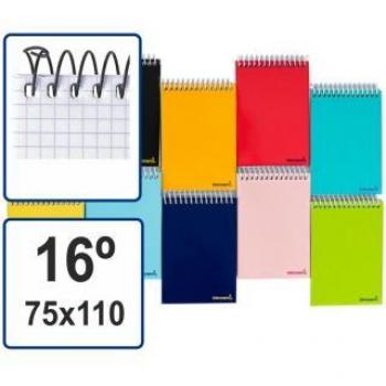 Cuaderno espiral de bolsillo con gusanillo 75x110mm, 16º, Cuadros