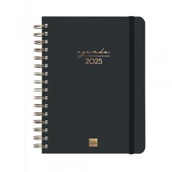Agenda Espiral Alma 2025 Negro 1 Día Página Enero 2025 - Diciembre 2025 (12 meses) Internacional Finocam