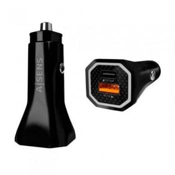 Aisens ASCH-CAR2PQC-BK Cargador de Coche 1x USB Tipo C 1x USB 38W Negro