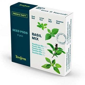 TREGREN Mix de semillas de albahacas, con 4 pods de cultivo