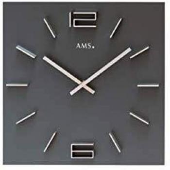 Reloj de Pared AMS W9594 - 34 cm, Cuartz, Diseño en Madera para Sala, Comedor, Cocina y Oficina