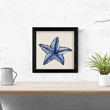 Póster Cuadrado de Flores y Naturaleza - Lámina Ilustrada Flor de Estrella en Color - Decoración Plantas 20x20 con Marco