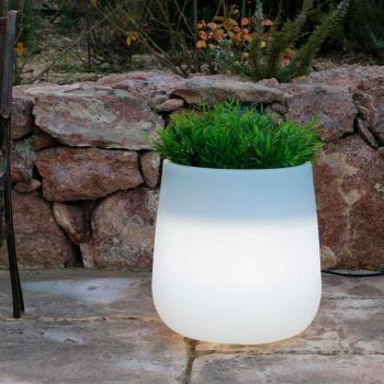 Macetero redondo con luz LED CAMELIA 60, minimalista, diámetro 39 cm, incluye cable