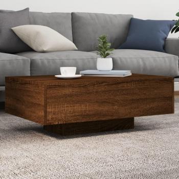 vidaXL Coffee Table with LED Lights - Brown Oak, Dimensions: 85x55x31 cm