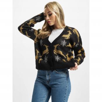 Urban Classics Women's Short Oversized Christmas Cardigan Black/Gold