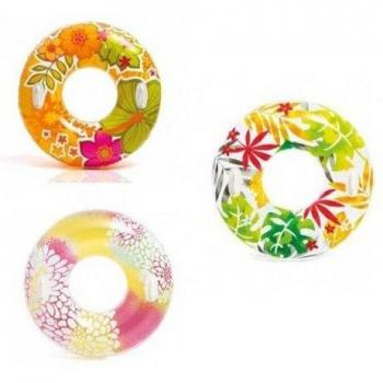 Intex - Flotador Transparente con Asas y Estampado Floral 97 cm