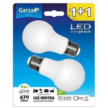 LED BOMBILLA STD 6W E27 240º 470LM 40K BL 1+1