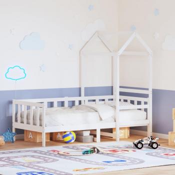Sofá cama con techo de madera maciza de pino blanco 90x200 cm Vidaxl Blanco