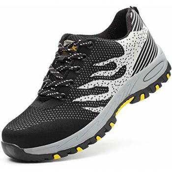 Zapatos de Seguridad para Hombre Zapatillas Zapatos de Mujer Seguridad de Acero Ligeras Calzado de Trabajo para Comodas Unisex Zapatos de Industria y Construcción Gris 36