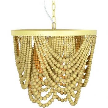 Lámpara de techo metálica marrón y amarilla 50W MDF (35 x 35 x 95 cm)