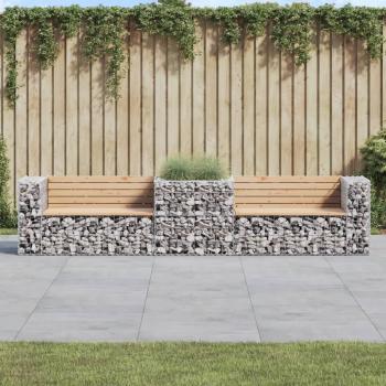 Garden Bench with Gabion Basket Solid Pine Wood