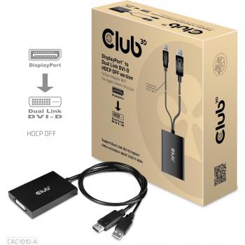 Adaptador Activo Club3D DisplayPort a DVI-D Dual Link 0,6 m con USB (HDCP Off)